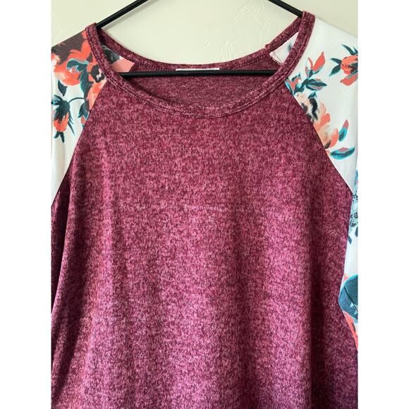 Flowy Maroon Floral Women's Fall Blouse - Picture 4 of 6